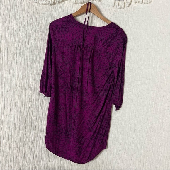 Banana Republic Purple Geometric Shirtdress 3/4 sleeve size 6P - Picture 2 of 4